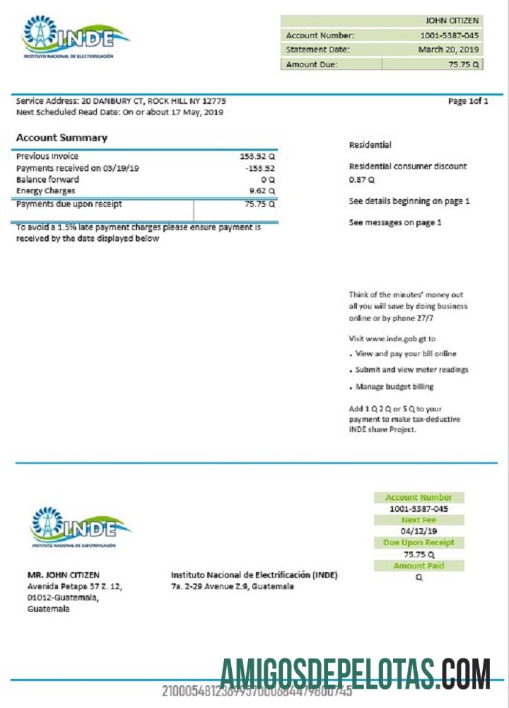 Projeto de lei de serviços públicos de eletricidade do Instituto Nacional de Eletrificação INDE da Guatemala amostra